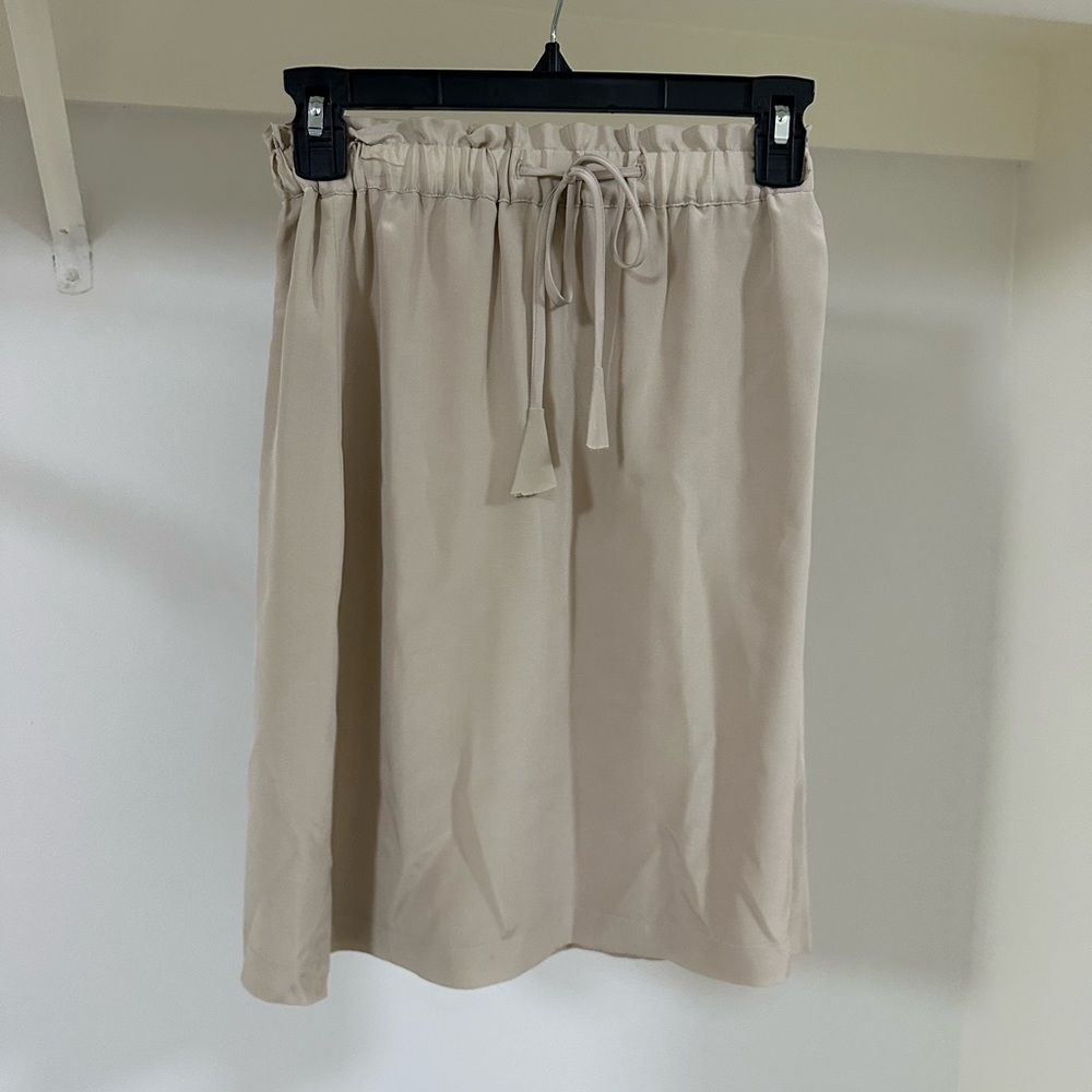 Babaton 100% Silk Drawstring Waist Midi Skirt